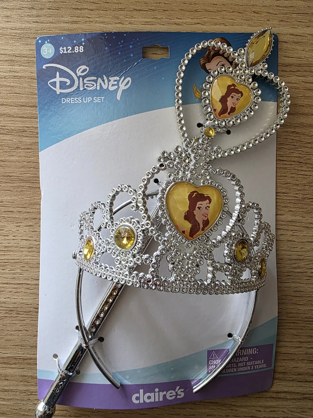 Disney Belle Dress-Up Tiara and Heart Wand - Silver and Yellow